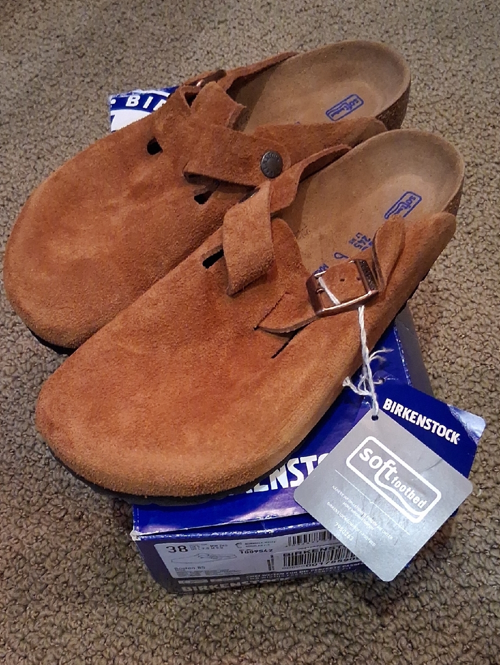 Birkenstock Boston Suede Clogs in Chestnut